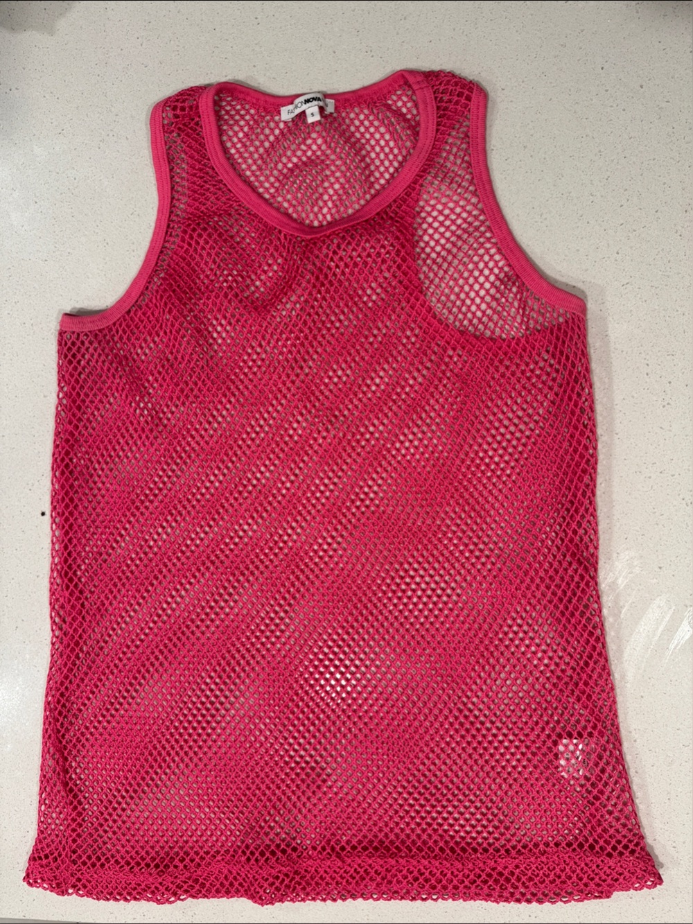 Fashion Nova Hot Pink Men's Mesh Tank Bodysuit
